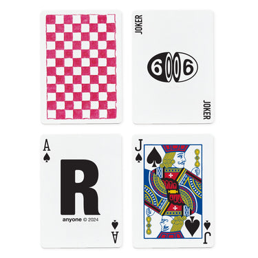 ANYONE READY MADE  MAGENTA CHECKS  PLAYING CARDS